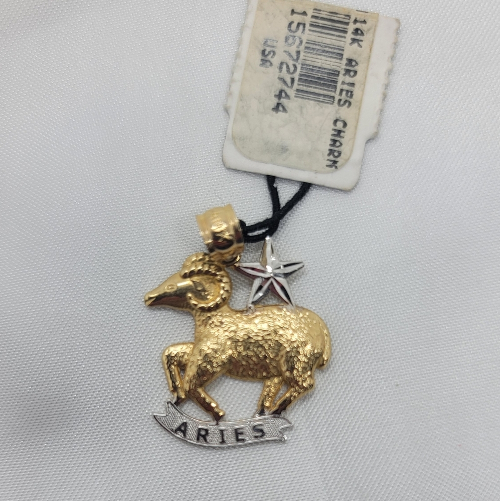 14k Yellow Gold Aries Charm Pendant
